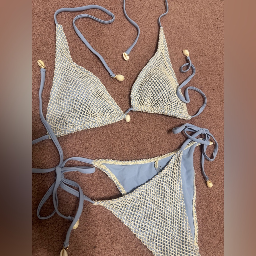 New Medium blue mermaid bikini festival rave outfit swimsuit swimwear - Picture 3 of 4